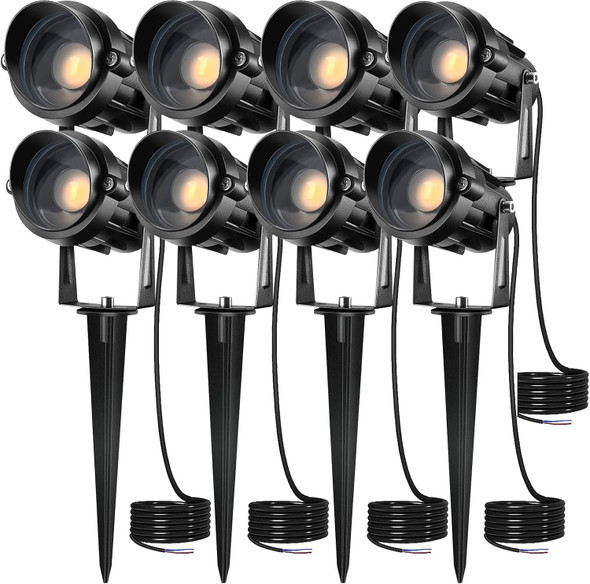 Low Voltage Landscape Lights Outdoor: 7W 700Lm Led Landscape Lighting For Tree Garden Yard Pathway 12V 24V Warm White 3000K Spotlights Ip66 Waterproof 8 Pack