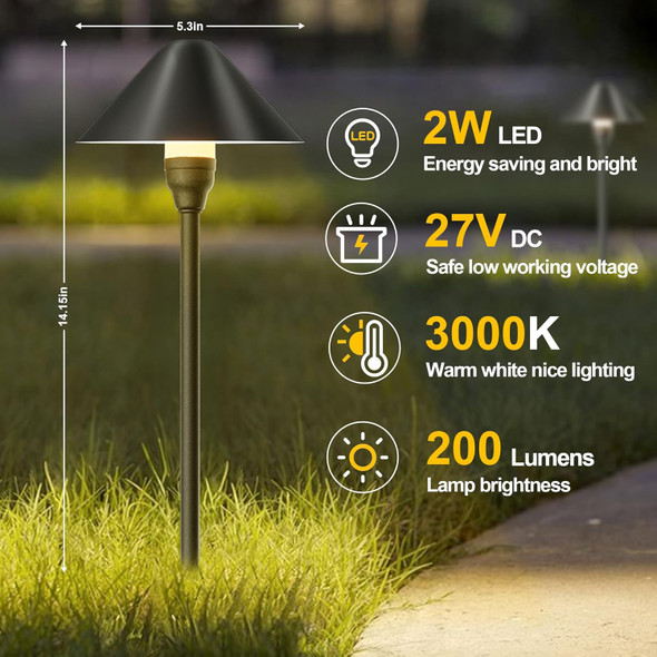 Aifei Low Voltage Pathway Lights 4 Pack Plug In Low Voltage Landscape Lighting 27V 3000K Ip65 Waterproof Landscape Lights For Garden Walkway Driveway Yard Backyard Etl Listed Adapter