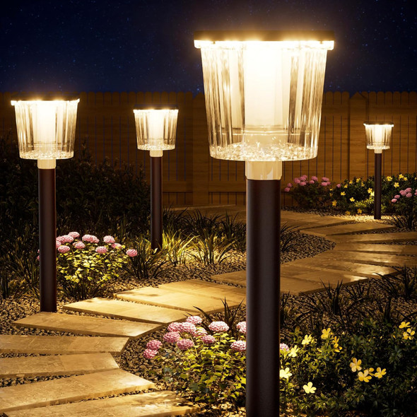 Super Bright Solar Pathway Lights Outdoor Powered 8 PackAdjustable Warm&Cool WhiteWaterproof Ip65 Solar Garden Decor Landscape Lighting Outside For Front Yard/Patio/Walkway/Driveway/Lawn/Path Light