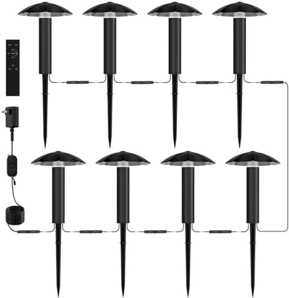 Low Voltage Landscape Lighting Kit: 8-Pack All-In-One-Set Easy Setup - Dusk To Dawn Auto On/Off &Timer - 3W Outdoor Waterproof Metal Pathway Lights For Garden Yard Walkway Driveway