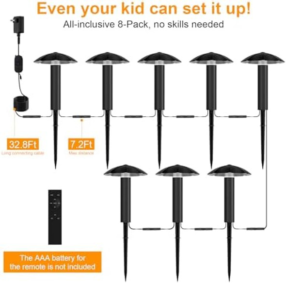 Low Voltage Landscape Lighting Kit: 8-Pack All-In-One-Set Easy Setup - Dusk To Dawn Auto On/Off &Timer - 3W Outdoor Waterproof Metal Pathway Lights For Garden Yard Walkway Driveway Low Voltage Landscape Lighting Kit: 8-Pack All-In-One-Set Easy Setup - Dusk To Dawn Auto On/Off &Timer - 3W Outdoor Waterproof Metal Pathway Lights For Garden Yard Walkway Driveway