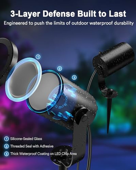 Angelhalo Smart Landscape Spotlights 4 Pack Rgbw Pathway Lights 2000Lm Dimmable Ip65 Waterproof Compatible With Alexa Outdoor Decoration
