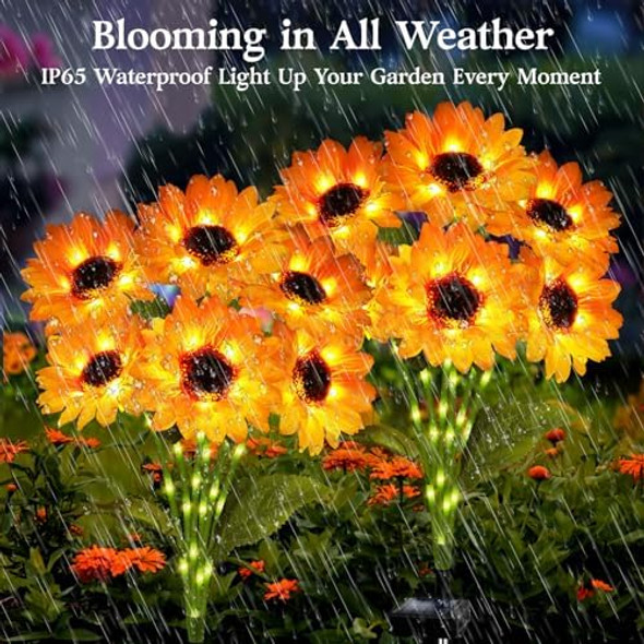 4Pack 6Head Solar Sunflowers& 4 Pack Solar Swaying Bee Lights With Sunflowers