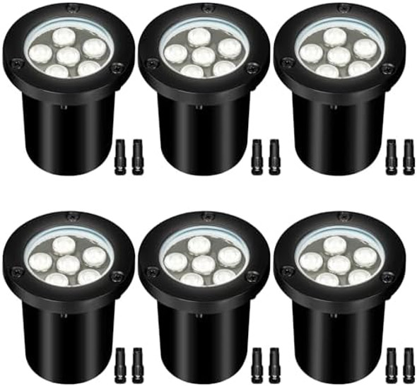 6W Low Voltage Landscape Lights Ac/Dc12-24V Well Lights Ip68 Waterproof 5500K Cool White Landscape Lighting Spotlight For Patio Yard Garden Outdoor (6 Pack)