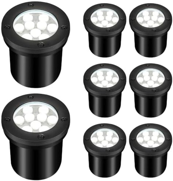 9W Landscape Light Outdoor 120V In-Ground Lights Ip68 Waterproof 5500K Warm White Outdoor Well Lights For Yard Pathway Driveway Deck 8 Pack