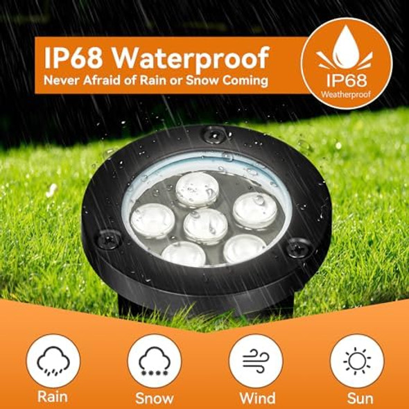 6W Led Landscape Lights 120V Well Lights Ip68 Waterproof 5500K Cool White Outdoor In-Ground Lights For Yard Garden Patio Pathway 12 Pack