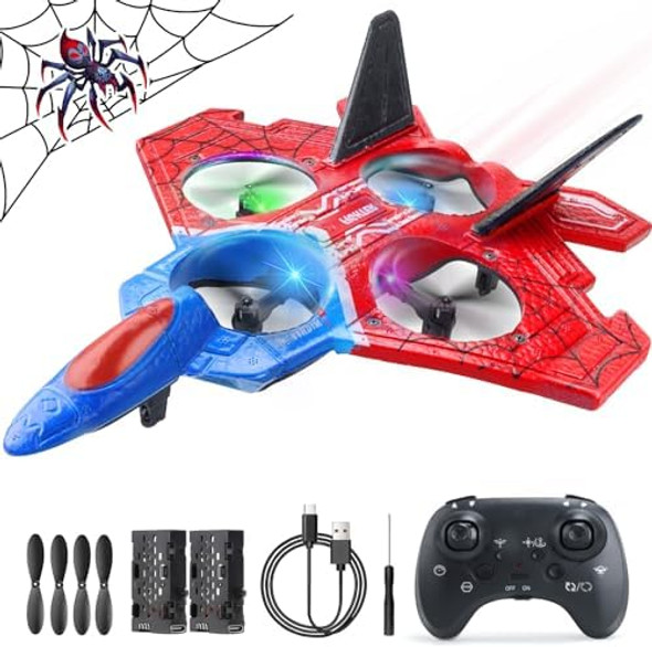Remote Control Airplane For Kids - Spider Stunt Drone 2.4Ghz Rc Drone Toys One Key Takeoff/360° Flip Fighter Jet Toy Indoor Flying Toy Outdoor Rc Plane For Kids & Adults Remote Control Airplane For Kids - Spider Stunt Drone 2.4Ghz Rc Drone Toys One Key Takeoff/360° Flip Fighter Jet Toy Indoor Flying Toy Outdoor Rc Plane For Kids & Adults