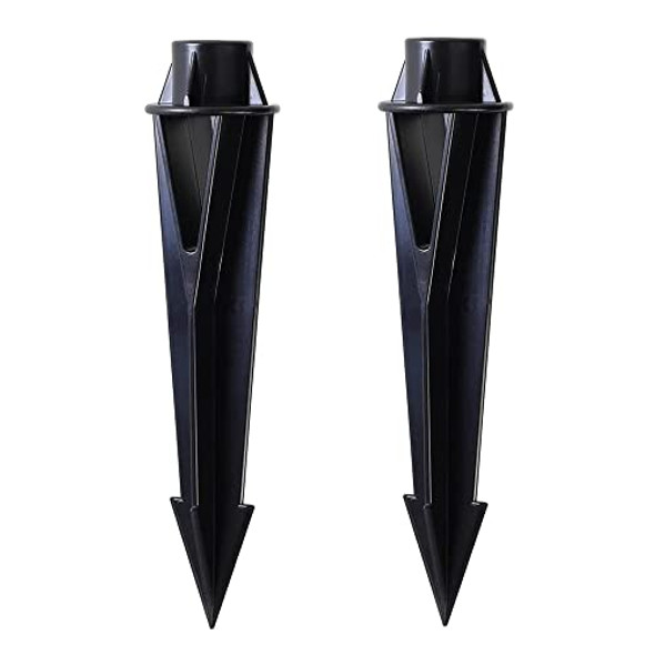 Arrownine Landscape Lighting Ground Light Spikes Stakes Replacement1/2" Npt Thread For Landscape Path Lighting Landscape Spotlights Outdoor Lighting Stakes Black Color 2-Pack(Normal Head)