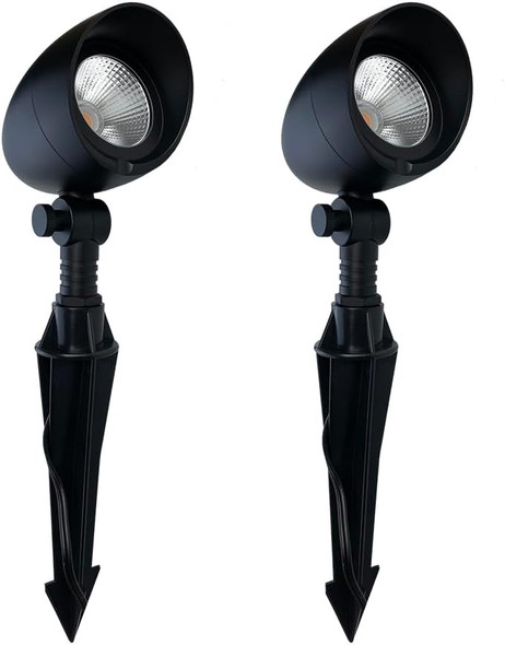 Arrownine Cast Aluminum Low Voltage Landscape Lighting Outdoor Spotlights 8WEquivalent To 60W Halogen Bulb For Landscape Directional Lights Garden Tree Uplights Black Finish Warm White 2-Pack