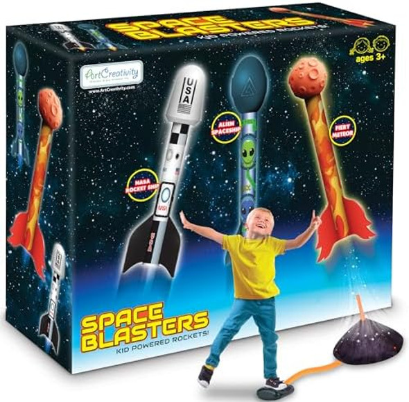 Artcreativity Space Rocket Launcher For Kids - Includes 3 Foam Rocks Base & Pad - Jump Rocket Launchers For Toddlers & Kids Ages 3-8 - Outdoor Toys Artcreativity Space Rocket Launcher For Kids - Includes 3 Foam Rocks Base & Pad - Jump Rocket Launchers For Toddlers & Kids Ages 3-8 - Outdoor Toys