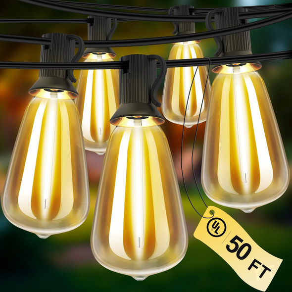 Outdoor String Lights 100 Ft 52 Shatterproof Led Bulbs Ul Patio Lights Outdoor Light Strings Waterproof For Patio Yard Outside Party Wedding Connectable Dimmable 50 Sockets 2700K