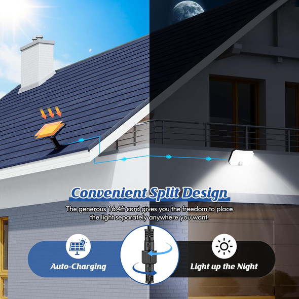 Solar Outdoor Lights Motion Sensor Dusk To Dawn Wall Lights Waterproof Led Outside Solar Powered Security Flood Light Fixtures 3 Modes With 16Ft Cable For Front Door Porch Shed Barn Garage 2 Packs