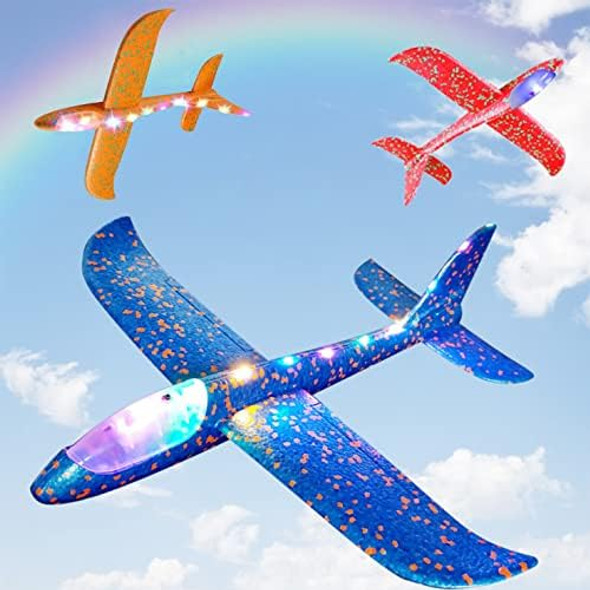 Baivyle 3 Pack 18.9" Throwing Foam Airplane Toy For Ages 8-13 ,Led Light Up Flight Plane Toy For Boys Outdoor Flying Toy Birthday s For Boys Girls 3-12 Years Old Kids Christmas Easter Baivyle 3 Pack 18.9" Throwing Foam Airplane Toy For Ages 8-13 ,Led Light Up Flight Plane Toy For Boys Outdoor Flying Toy Birthday s For Boys Girls 3-12 Years Old Kids Christmas Easter