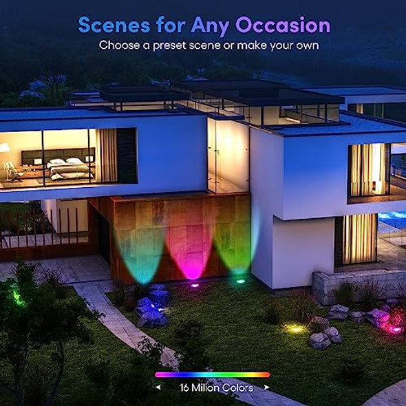 Smart Color Changing Led Landscape Well Lights Low Voltage 6W 12V-24V With Bluetooth Mesh App Control Waterproof Outdoor Lights Led In Ground Spotlights Rgbcw Cri90 For Trees 2 Pack