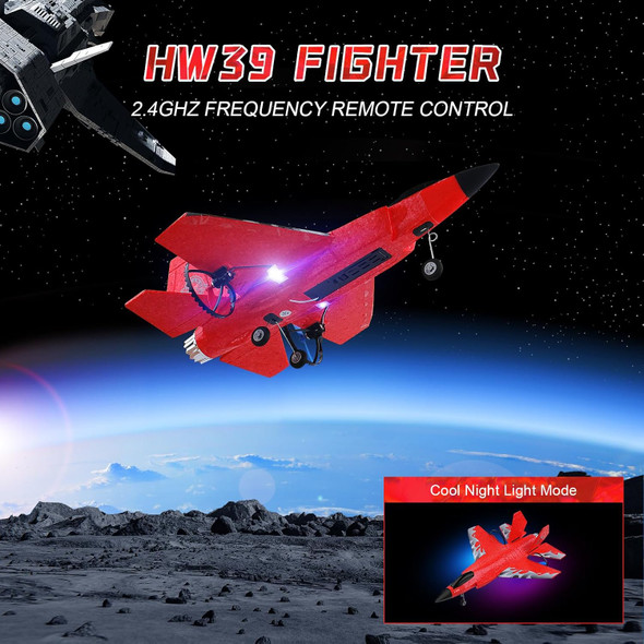 Rc Plane 2Ch Rc Airplane Toys Hw39 Fighter 2.4Ghz Remote Control Plane Rc Airplane Rtf Ready To Fly For Beginner Kids And Adults F35 Aeroplane With Night Lights Usb Charging (Red)