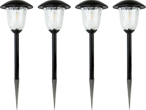 Solarpathf2-2 10X Brightness 3000K Outdoor Solar Led Filament-Style Path Weatherproof Metal Light (4 Pack) 4-Pack Black 4 Piece