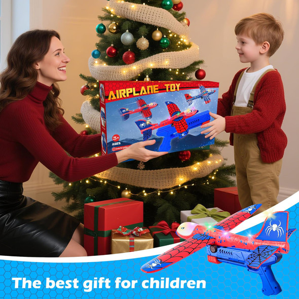 3 Pack Airplane Launcher Toys12.6" Led Foam Glider PlaneOutdoor Flying Toys Holiday And Birthday s For Kids Ages 4-12