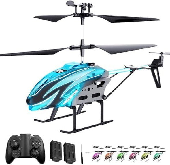 Rc Helicopter Flying Toys 2.4Ghz 3.5 Channel Remote Control Helicopter Led Light Effects Obstacle Avoidance One-Key Start/Land And Auto Hover Remote Toy For Ages 8+ Boys Girls