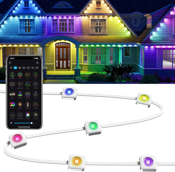 Permanent Outdoor Rgb Lights Smart Led Eave Light With App/Remote Ip67 Waterproof Diy Modes Music Sync For Christmas & Holiday Decor Voice Control (100Ft)