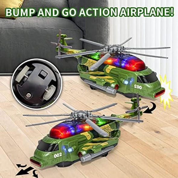 Helicopter Toy Airplane Toys For Toddlers 1-3-5 Birthday Kids Plane Toy Helicopter With Lights And Music For Boys Girls 3 4 5 6 7 Years Old- Bump And Go Military Plane Toys Helicopter Toy Airplane Toys For Toddlers 1-3-5 Birthday Kids Plane Toy Helicopter With Lights And Music For Boys Girls 3 4 5 6 7 Years Old- Bump And Go Military Plane Toys