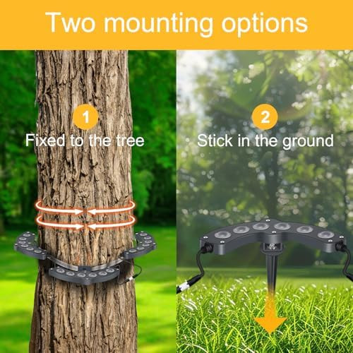 Solar Palm Tree Lights Outdoor Warm Light 3000K - Solar Spotlights For Plam Trees 12000 Mah Batteries Solar Powered Led Ring Tree Lights Up To 12+ Hours For Outside House Garden Landscape Large Trees