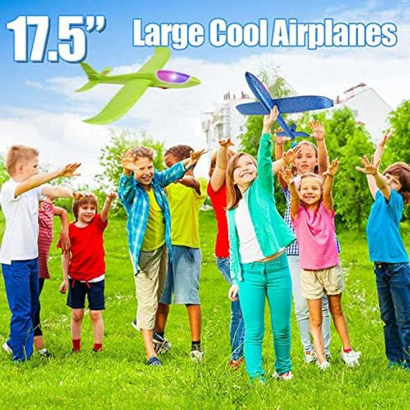 Bootaa 4 Pack Led Foam Airplane17.5" Large Throwing Foam Plane 2 Flight Mode Glider Flying Toy For Kids s For 3 4 5 6 7 8 9 Years Old Boy Outdoor Sport Toys Birthday Party Favors Bootaa 4 Pack Led Foam Airplane17.5" Large Throwing Foam Plane 2 Flight Mode Glider Flying Toy For Kids s For 3 4 5 6 7 8 9 Years Old Boy Outdoor Sport Toys Birthday Party Favors