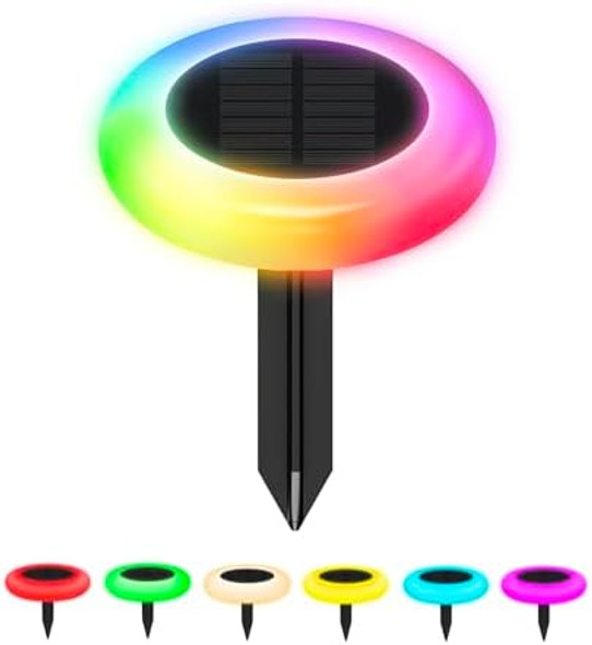 Colorize Colorful Pathway Solar Light (6 Lights) Decorative Weatherproof Auto On/Off Outdoor Lights - Decorate Your Garden Landscape Patio Pool Yard With Ultra-Bright Led Light