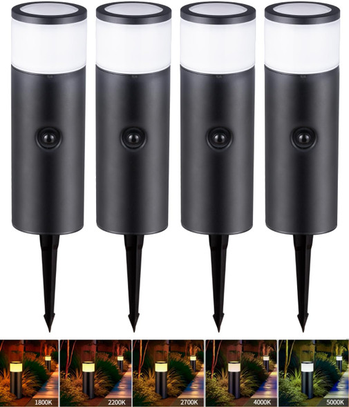 5Cct Low Voltage Bollard Pathway Lights 4.5W 320Lm 12-24V Ac/Dc Aluminum Waterproof Outdoor Landscape Cylinder Path Light Glass Head 4Ft Corded With Ip65 Wire Nuts 4Pack 1800/2200/2700/4000/5000K
