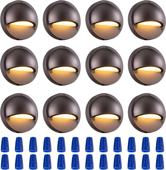 Led Low Voltage Deck Lights 3.74 Inch Landscape Lighting Fence Lights 2700K 180Lm 12-24V Ac/Dc Aluminum Oil Rubbed Bronze Outdoor Step Light 2.5W Ip65 With Wire Nuts 4Ft Corded 12 Pack