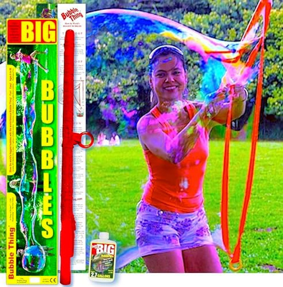 Bubblething The Original Big Bubbles Wand Blows Bubbles 30-Feet-Long And More Includes Big Bubbles Mix To Make 2.7 Gallons Of Big Bubble Solution Easy Safe Outdoor Family Fun