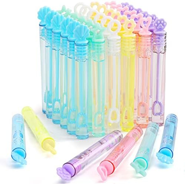 72 Pack(6 Colors 6 Style) Mini Bubble Wand Assortment Toy Ideal Party Favors For Kid Birthday Bubble Bulk Party Supplies Spring Summer Autumn Outdoor Indoor Activity Use Festival s For Girl Boy