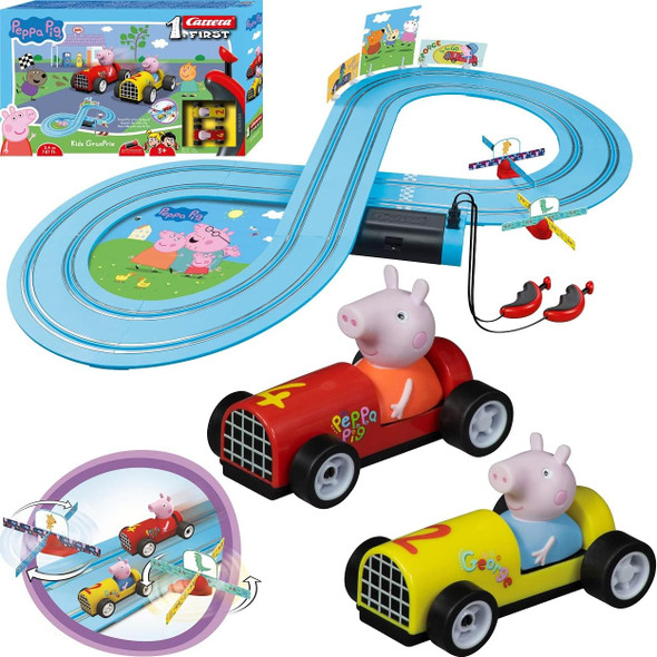 Carrera First Peppa Pig - Slot Car Toy Race Track With Spinners - Includes 2 Cars: Peppa And George - Battery-Powered Beginner Racing Set For Kids Ages 3 Years And Up Carrera First Peppa Pig - Slot Car Toy Race Track With Spinners - Includes 2 Cars: Peppa And George - Battery-Powered Beginner Racing Set For Kids Ages 3 Years And Up