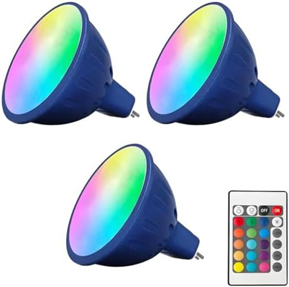 Cheopha Color Changing Mr16 Led Bulb Die-Cast Aluminum 15 Rgb Colors + Warm White 5W 12V Rgb Mr16 Led Color Changing Bulbs For Halloween Christmas Decoration & Landscape Lighting 3-Pack