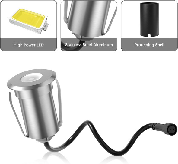 Led Deck Lights With Protecting Shell Aluminum Φ1.65In Warm White Low Voltage 12V Ip67 Waterproof Recessed Led Outdoor Stair Step Landscape Lighting For Yard Pathway Kitchen Decoration1 Pack