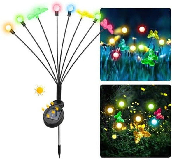 Solar Garden Firefly Lights Outdoor 2 Pcak d 16 Led Rgb Color Changing Solar Garden Decoration Swaying Waterproof Garden Solar Lights Outdoor For Yard Patio Pathway (Styles-1)