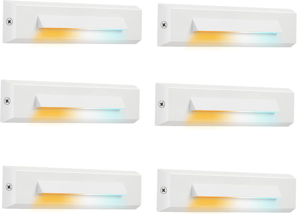 Cloudy Bay [6 Pack] 3 Color Low Voltage 12-24V Led Step Lights Outdoor2.5W Landscape Cutoff Stair Riser LightDeck Step Lights Outside Accent Lighting FixturesWet LocationBlack