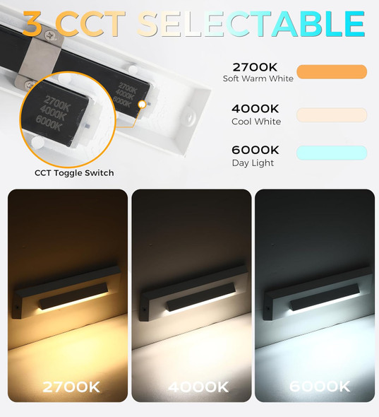 Cloudy Bay [6 Pack] 3 Color Low Voltage 12-24V Led Step Lights Outdoor2.5W Landscape Cutoff Stair Riser LightDeck Step Lights Outside Accent Lighting FixturesWet LocationBlack