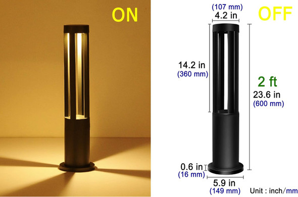 Led Landscape Path Lights 10W2 Ft/ 60Cm HeightWaterproof Aluminum Cylindrical Outdoor Garden Accent Pathway And Spread Area LightingWarm White(100-240V Ac)