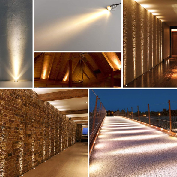 Led In-Ground Well LightMini 15° Narrow Beam Angle Spotlight1W 12V-24V DcIp67 Waterproof Underground Outdoor Landscape LightingsWarm White-3000K (6 Pack)