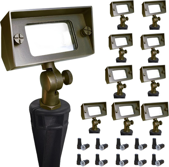 Cast Brass 12V Flood Light Low Voltage Flood Light Outdoor With Adjustable Knuckle Mount Without Bulb Waterproof Landscape Lighting Of Outdoor Wall Garden Or Yard(1-Pack Without Bulb)