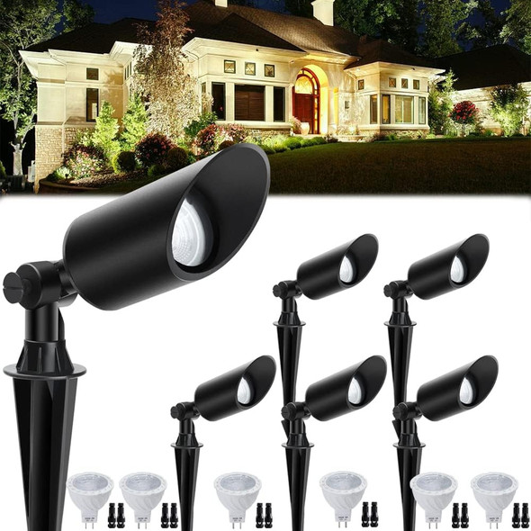 Landscape Lighting With Mr16 Led Bulb 12V 6W Low Voltage Landscape Lights Waterproof For Yard Lawn Patio Garden 3000K Warm White Cast-Aluminum Led Landscape Spotlights With Abs Ground Stake (6 Pack)