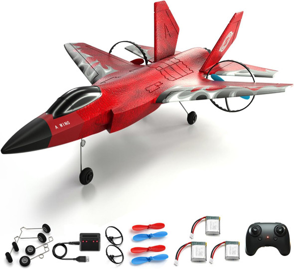 Rc Plane Flighter Jet Toys For Kids Adult2 Ch Foam Remote Control Airplane For Boys Girls Over 12 Years And UpF35 Gravity Gliders Aircraft With 3 Batteries For Beginner Blue