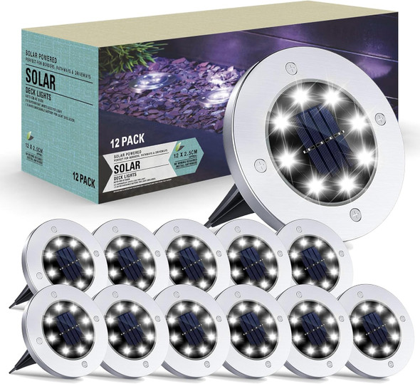 Solar Outdoor Lights - 12 Pack Waterproof Solar Garden Lights For Landscape Patio Pathway Lawn Yard Deck Driveway Walkway