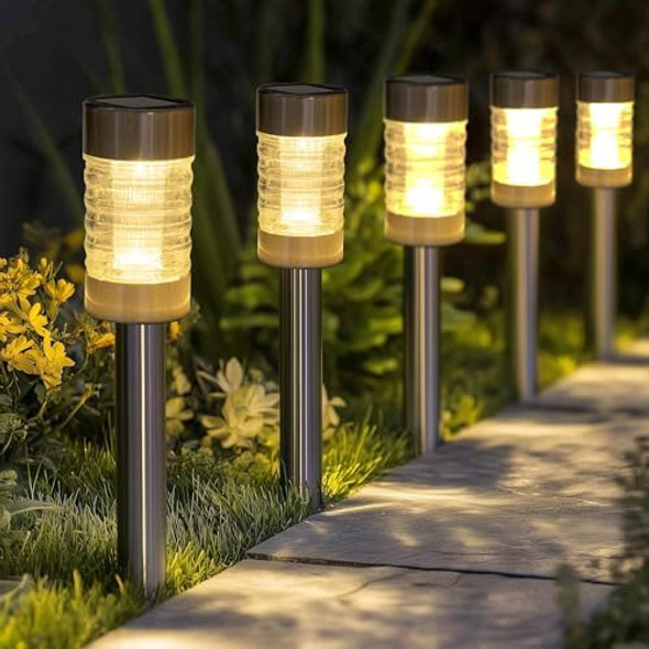 Dazzle Bright Solar Pathway Lights Outdoor 12 Pack Led Solar Powered Waterproof Garden Lights Landscape Lighting For Walkway Driveway Lawn Patio Yard Decoration Warm White