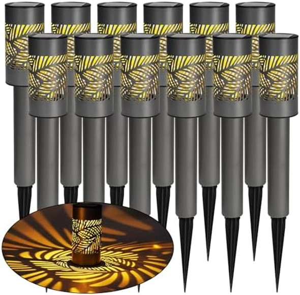Dazzle Bright Solar Pathway Lights Outdoor 12 Pack Led Warm White Waterproof Solar Powered Landscape Lights For Walkway Driveway Lawn Patio Yard Garden
