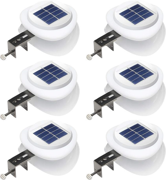 Dbf Outdoor Solar Gutter Lights - Solar Fence Lights Outdoor Waterproof Led Deck Lighting Wall Mount Decorative Auto On/Off For Eaves Yard Garage Garden Deck Patio Railing (6 Pack)