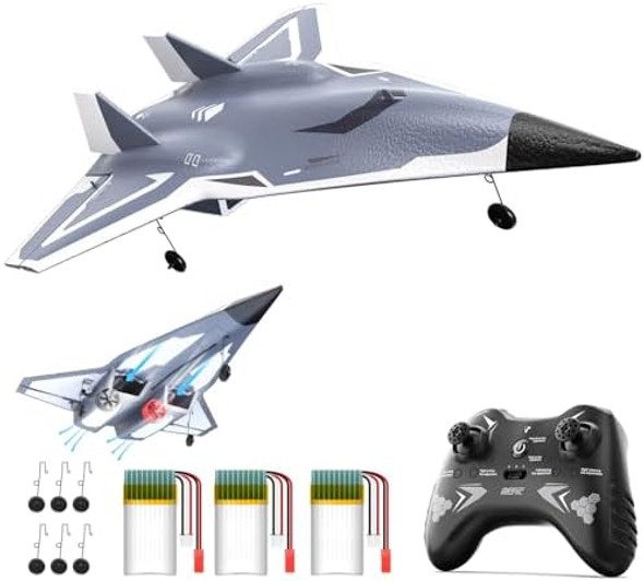 Deerc Rc Plane 4 Channels Remote Control Airplane Twin Ducted Fans Aerobatic Rc Jet With 2 Brushed Motors3 Flight Modes3 Lipo Batteries2.4Ghz Rtf Glider Hobby Plane For Advance Player&Adults