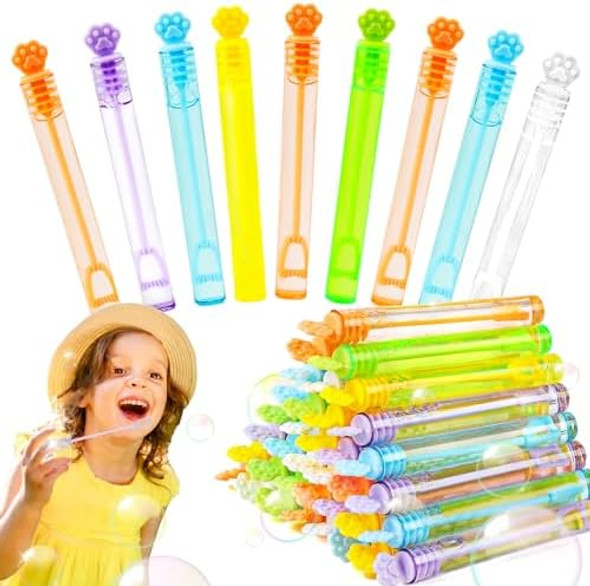 Derayee 36Pcs Paw Print Bubble Wands For Kids Bulk Cat Mini Bubble Party Favors Toys Cute Puppy Dog Party Decorations For Boys Girls Birthday s Classroom Prizes Goodie Bag Stuffers