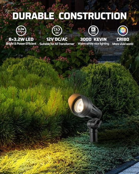 Dewenwils 12V Landscape Lighting Kit 1X60W Transformer With Timer+8X3.2W Aluminum Led Low Voltage Landscape Spotlight Lights 100Ft Wire+8 Pack Connector For Patio Yard Garden Dewenwils 12V Landscape Lighting Kit 1X60W Transformer With Timer+8X3.2W Aluminum Led Low Voltage Landscape Spotlight Lights 100Ft Wire+8 Pack Connector For Patio Yard Garden