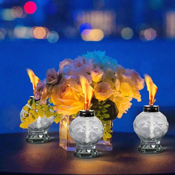4 Pack Glass Table Torches Citronella Table Top Torches With Wick And Cap For Outdoor Refillable Landscape Lanterns For Yard Patio Christmas Garden Party Decor